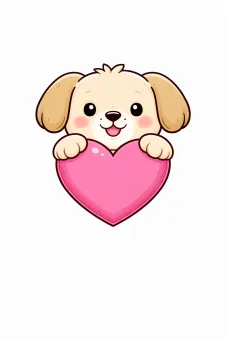 Szívet tartó kutyus